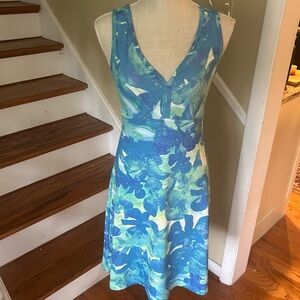 Marmot Becca Dress Blue/Green Packable Quick Dry Stretchy Jersey Knit Sz S